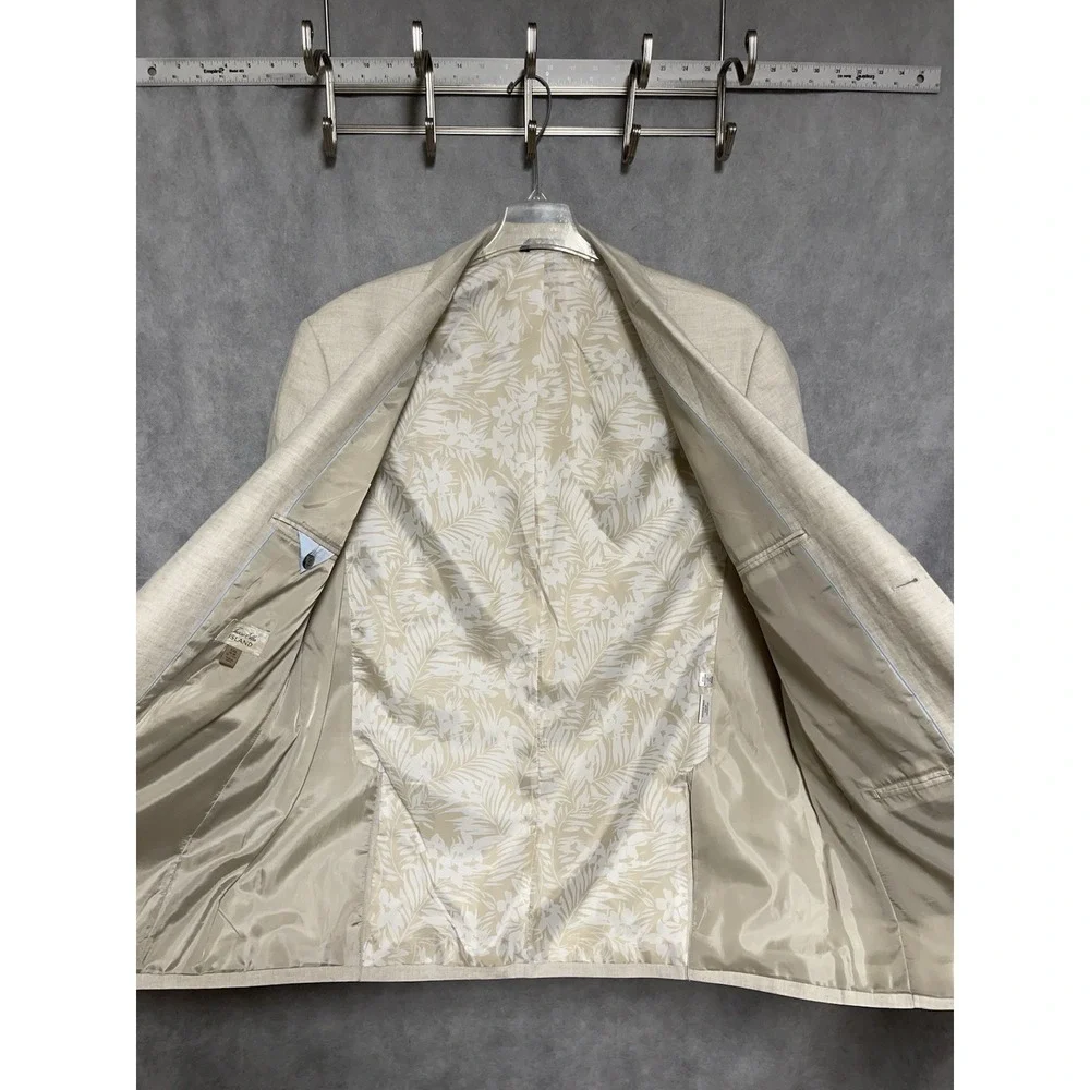 Tasso Elba Blazer Men 50R Beige Linen 2B Island Casual Academia Coat Luxury XXL
